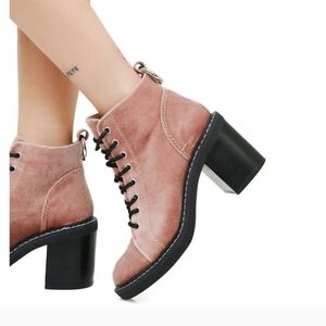 Dolce Vita Womens Lynx Rose Velvet Combat Boot Size 6